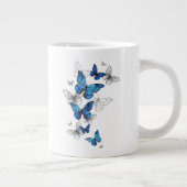 Blue Flying Butterflies Morpho Jumbo-Tasse (Rechts)