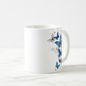 Blue Flying Butterflies Morpho Kaffeetasse (VorderseiteRechts)