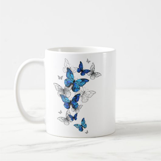 Blue Flying Butterflies Morpho Kaffeetasse (Links)