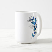 Blue Flying Butterflies Morpho Kaffeetasse (VorderseiteRechts)