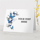 Blue Flying Butterflies Morpho Karte (Gelbe Blume)