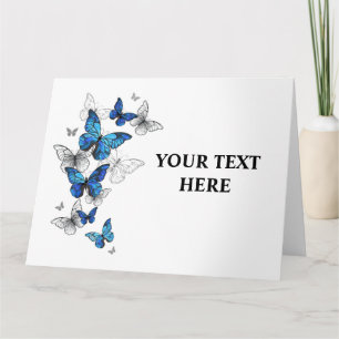 Blue Flying Butterflies Morpho Karte