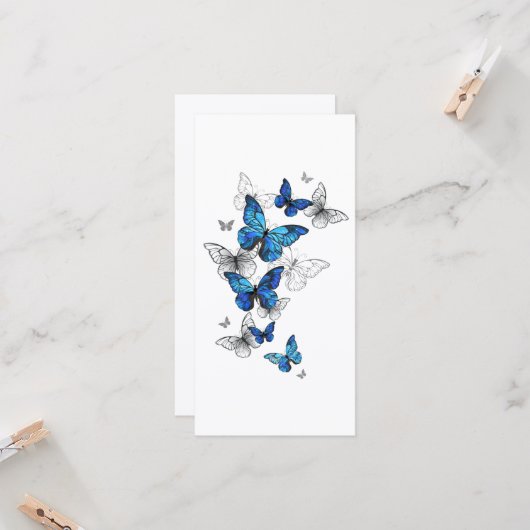 Blue Flying Butterflies Morpho Karte (Vorderseite/Rückseite Beispiel)