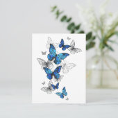 Blue Flying Butterflies Morpho Karte (Stehend Vorderseite)