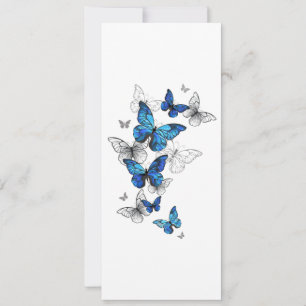 Blue Flying Butterflies Morpho Karte