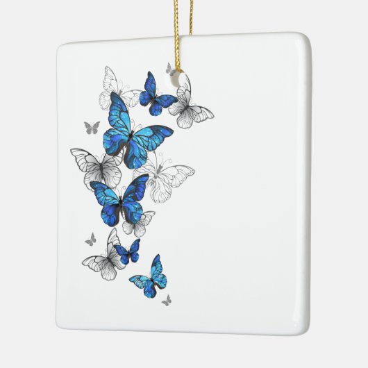 Blue Flying Butterflies Morpho Keramikornament (Links)