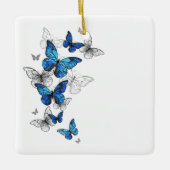 Blue Flying Butterflies Morpho Keramikornament (Vorderseite)