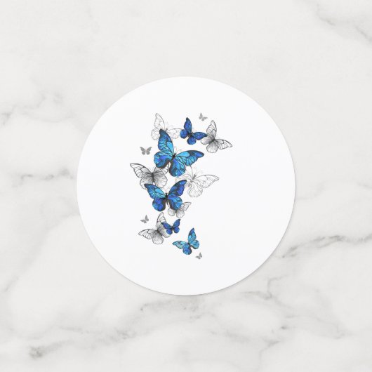 Blue Flying Butterflies Morpho Konfetti (Klein Vorderseite)