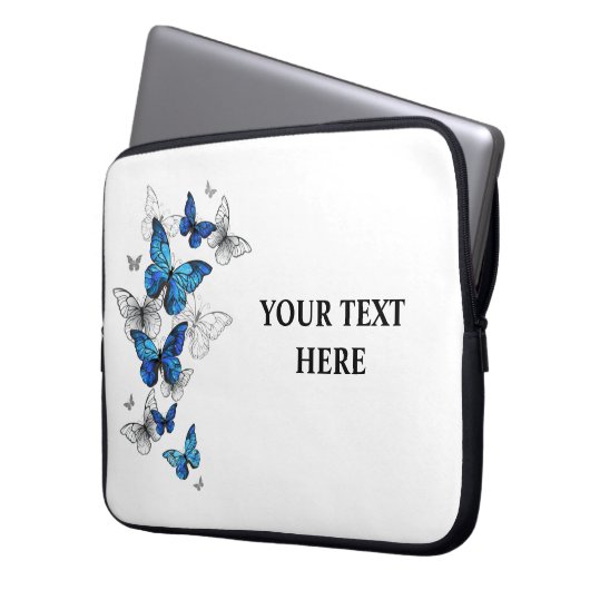 Blue Flying Butterflies Morpho Laptopschutzhülle (Vorderseite Links)