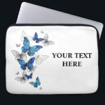 Blue Flying Butterflies Morpho Laptopschutzhülle<br><div class="desc">Flying Blue Butterflies Morpho und weiße Schmetterlinge auf einem hellen abstrakten Hintergrund. Morpho. Design mit blauen Schmetterlingen Morpho.</div>