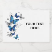 Blue Flying Butterflies Morpho Lebensmitteletikett (Einzelnes Label)