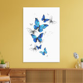 Blue Flying Butterflies Morpho Leinwanddruck (Insitu (Wohnzimmer))