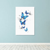 Blue Flying Butterflies Morpho Leinwanddruck (Insitu (Holzboden))
