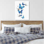 Blue Flying Butterflies Morpho Leinwanddruck (Insitu (Schlafzimmer))