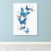 Blue Flying Butterflies Morpho Leinwanddruck (Insitu (Holzboden))