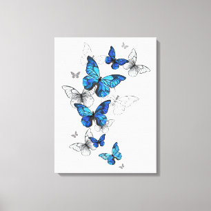 Blue Flying Butterflies Morpho Leinwanddruck