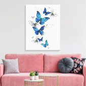 Blue Flying Butterflies Morpho Leinwanddruck (Insitu (Wohnzimmer))