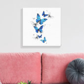 Blue Flying Butterflies Morpho Leinwanddruck (Insitu (Wohnzimmer))