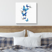 Blue Flying Butterflies Morpho Leinwanddruck (Insitu (Schlafzimmer))
