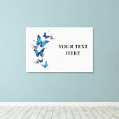 Blue Flying Butterflies Morpho Leinwanddruck (Insitu (Holzboden))