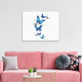 Blue Flying Butterflies Morpho Leinwanddruck (Insitu (Wohnzimmer))