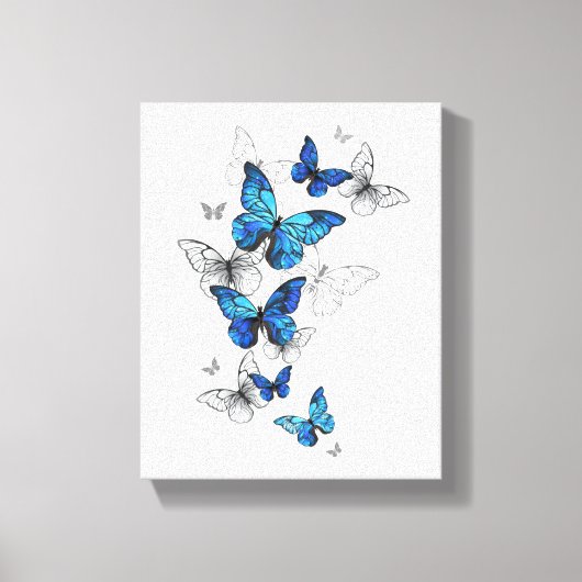 Blue Flying Butterflies Morpho Leinwanddruck (Vorderseite)
