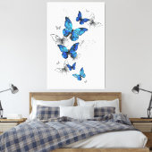 Blue Flying Butterflies Morpho Leinwanddruck (Insitu (Schlafzimmer))