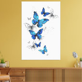 Blue Flying Butterflies Morpho Leinwanddruck (Insitu (Wohnzimmer))