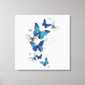 Blue Flying Butterflies Morpho Leinwanddruck (Vorderseite)