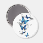 Blue Flying Butterflies Morpho Magnet (Vorderseite/Rückseite)