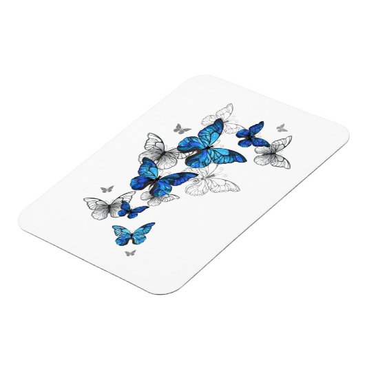 Blue Flying Butterflies Morpho Magnet (Linke Seite)