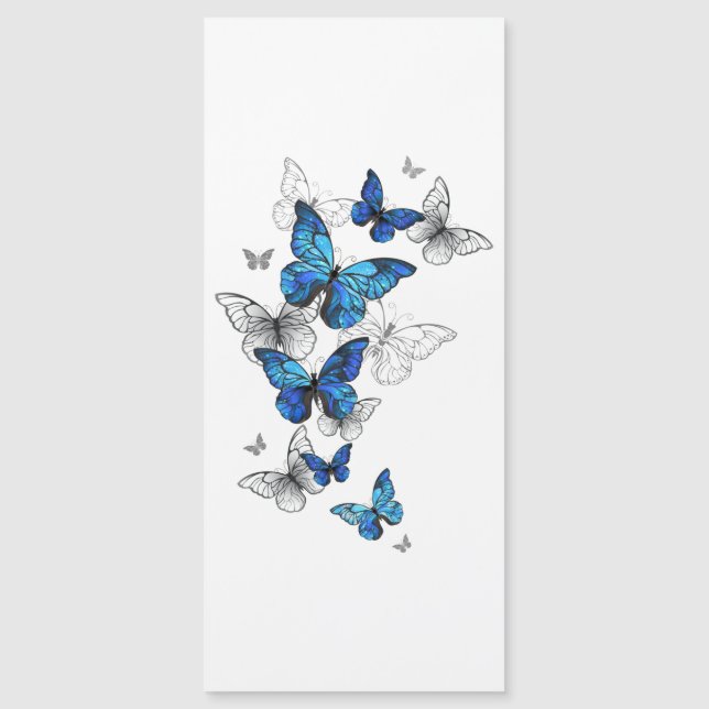 Blue Flying Butterflies Morpho Magnetkarte (Vorderseite)