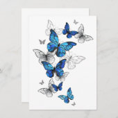 Blue Flying Butterflies Morpho Menükarte (Vorne/Hinten)