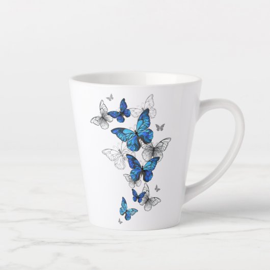 Blue Flying Butterflies Morpho Milchtasse (Rechts)