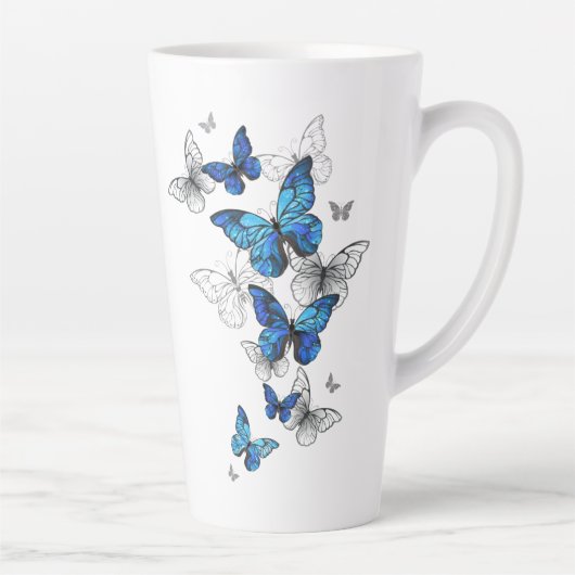 Blue Flying Butterflies Morpho Milchtasse (Rechts)