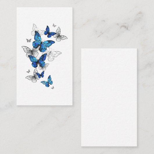 Blue Flying Butterflies Morpho Mitteilungskarte (Vorne/Hinten)
