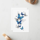 Blue Flying Butterflies Morpho Mitteilungskarte (Vorderseite/Rückseite Beispiel)