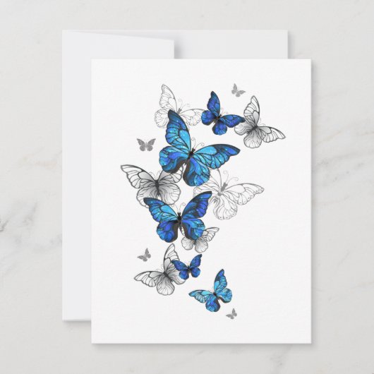 Blue Flying Butterflies Morpho Mitteilungskarte (Vorderseite)