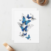 Blue Flying Butterflies Morpho Mitteilungskarte (Vorderseite/Rückseite Beispiel)