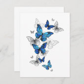 Blue Flying Butterflies Morpho Mitteilungskarte (Vorne/Hinten)