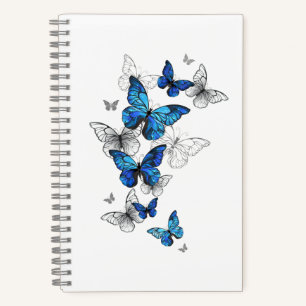 Blue Flying Butterflies Morpho Notizblock