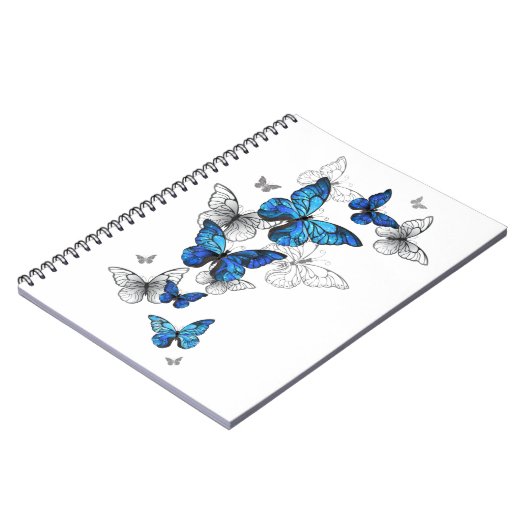 Blue Flying Butterflies Morpho Notizblock (Linke Seite)
