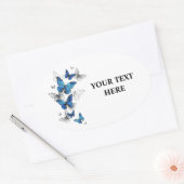 Blue Flying Butterflies Morpho Ovaler Aufkleber (Umschlag)