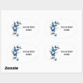 Blue Flying Butterflies Morpho Ovaler Aufkleber (Blatt)