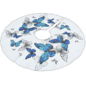 Blue Flying Butterflies Morpho Polyester Weihnachtsbaumdecke (Schrägansicht)