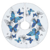 Blue Flying Butterflies Morpho Polyester Weihnachtsbaumdecke (Vorderseite)