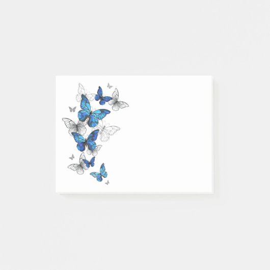 Blue Flying Butterflies Morpho Post-it Klebezettel (Vorderseite)