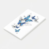 Blue Flying Butterflies Morpho Post-it Klebezettel (angewinkelt)
