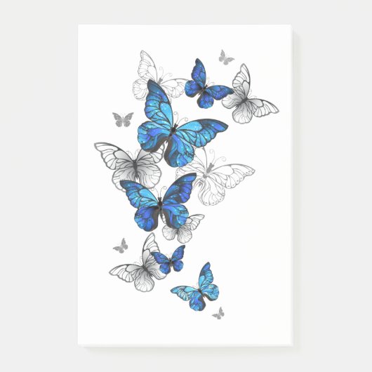 Blue Flying Butterflies Morpho Post-it Klebezettel (Vorderseite)