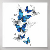 Blue Flying Butterflies Morpho Poster (Vorne)